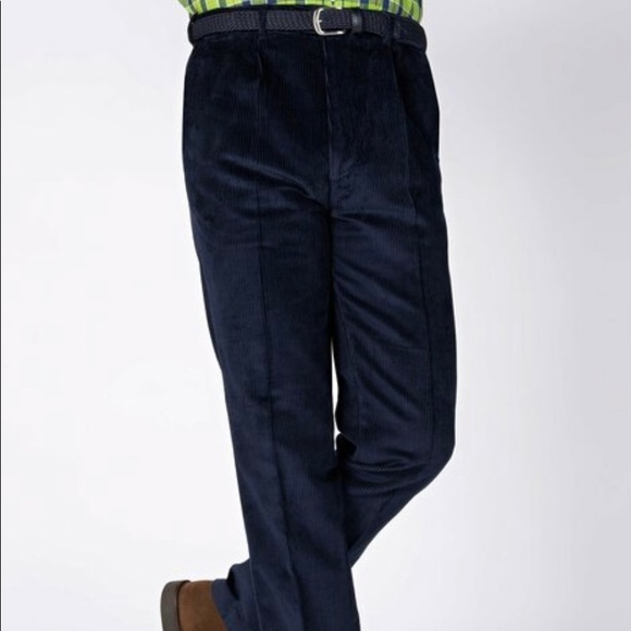 Peter Christian Navy Blue Pleated County Corduroy Pants 36”W 33”L - Picture 2 of 7